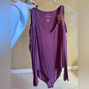 American Eagle Outfitters Deep V-Neck Purple Bodysuit